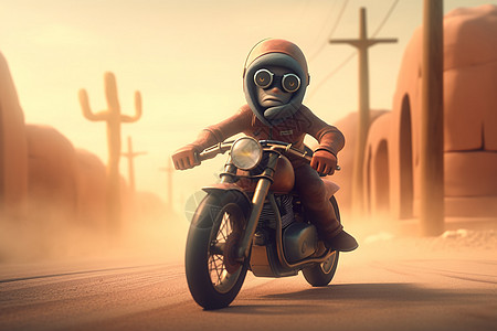 沙漠上骑摩托车的人图片