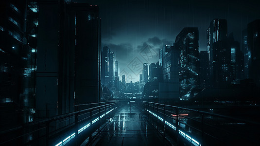 科幻虚拟的昏暗城市图片