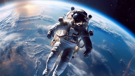宇航员在太空中漫步图片