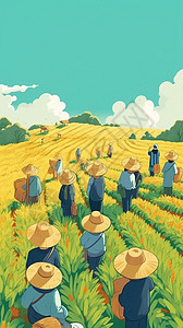 稻田里的年轻农民图片