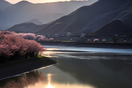 湖边烧烤迷人的湖边背景