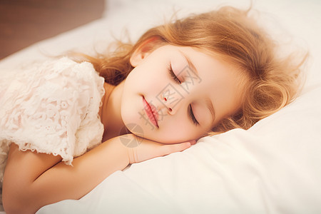睡在床上的小女孩图片
