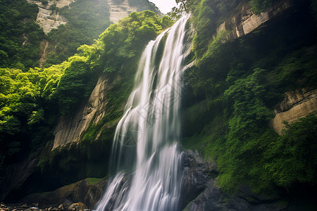 美丽的瀑布景观背景图片