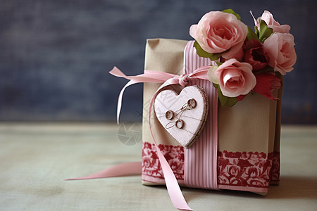 用丝带包装的情人节礼物图片