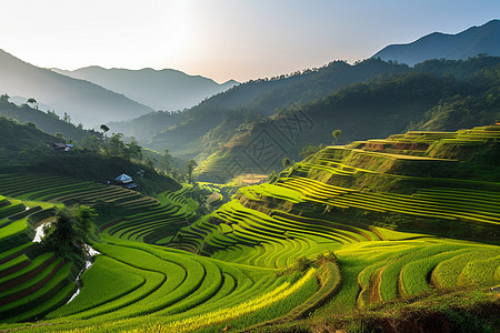 空中俯拍梯田背景