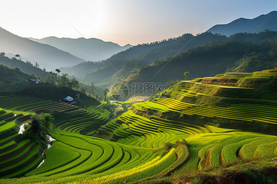 空中俯拍梯田图片