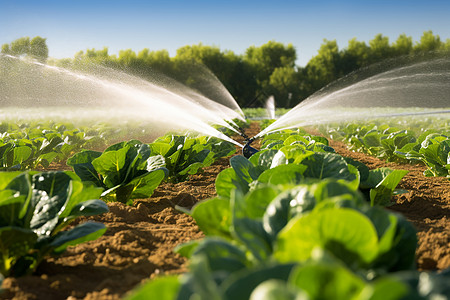 用高科技灌溉系统喷洒农作物图片