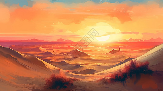 日落时的沙丘图片