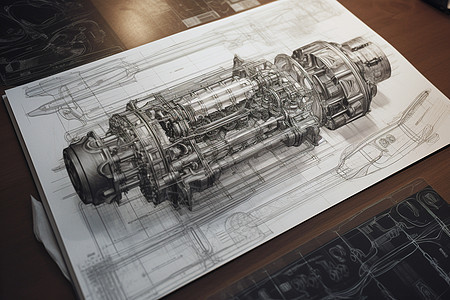 汽车发动机和变速器的草图图片