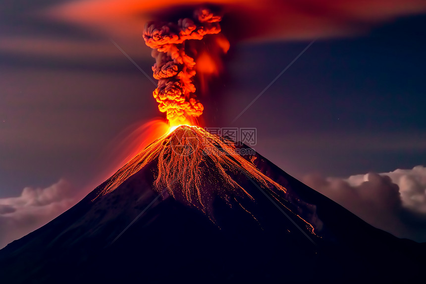 火山爆发的自然景观图片