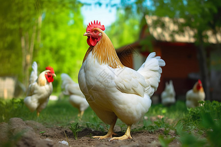 农场中繁殖的鸡群图片