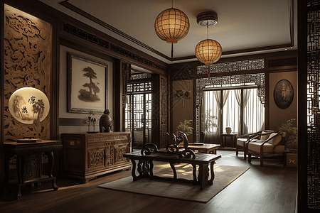 木椅中式传统客厅设计图片
