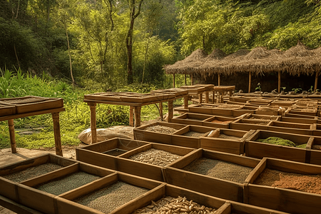 卤食药架上晾干草药设计图片