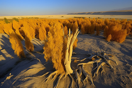 沙漠里的胡杨林图片