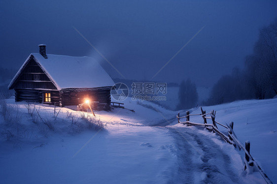 美丽的冬季户外夜景图片