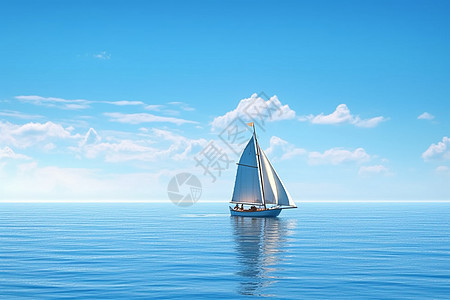 一个人在海洋中的船上航行背景图片