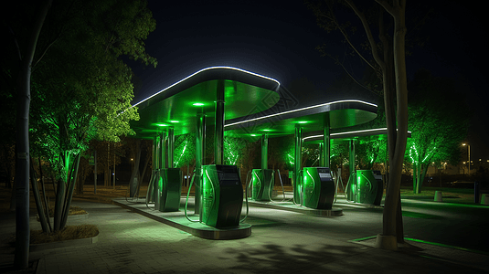 绿色能源充电站图片