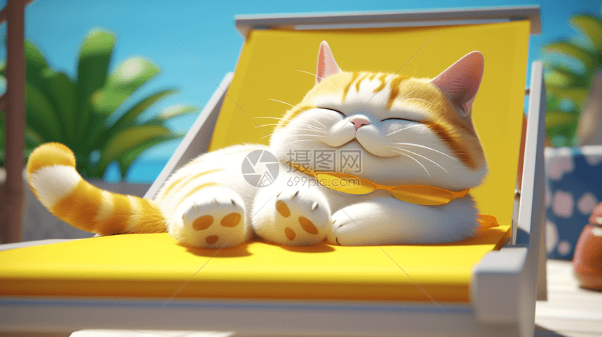 可爱的橘猫在阳光下睡觉图片
