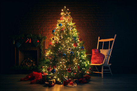 精心打扮的圣诞树背景图片