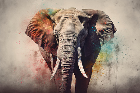 稳重的大象插画背景图片