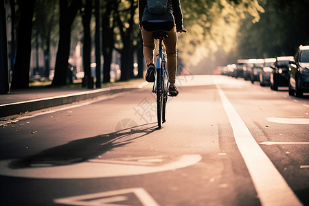 骑自行车上班高清图片