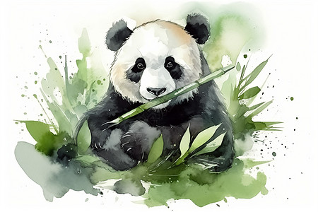 咀嚼竹子的熊猫插图图片