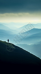 高山的美景连绵起伏丘陵高清图片