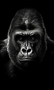 黑白动物肖像大猩猩图片