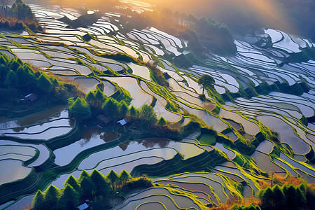 云南元阳梯田背景