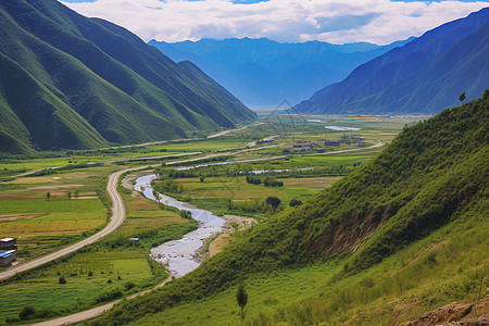 绿色公路林拉高速公路背景