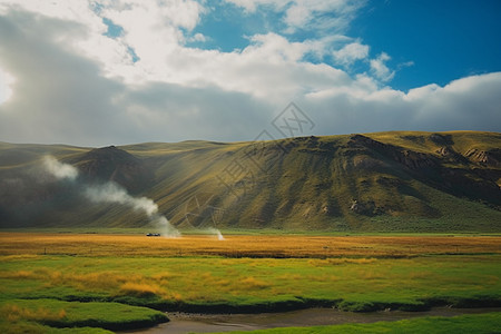 春天火山口的自然景观图片