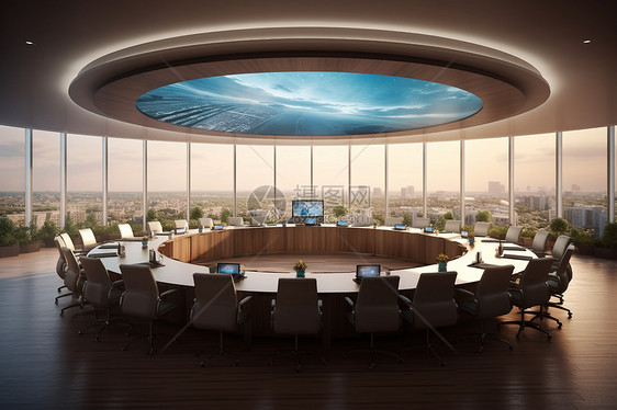 360度全景的数字会议室图片