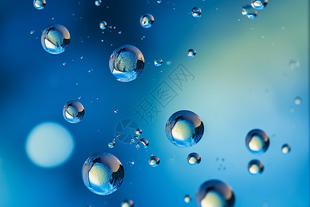 抽象油滴气泡蓝色背景图片