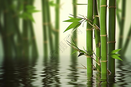 水中的竹林背景图片