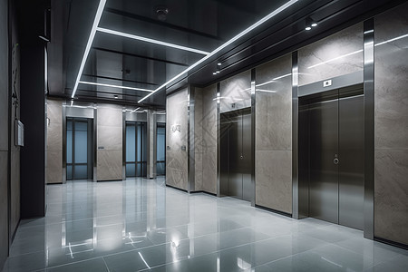现代办公楼电梯间背景图片