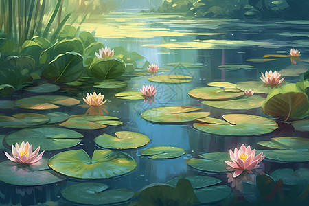 百合花的池塘图片