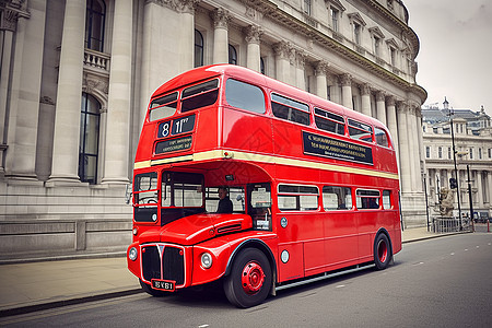 公共交通的红色双层巴士图片