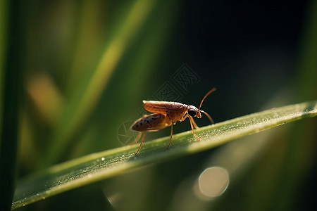 小昆虫在草叶上图片