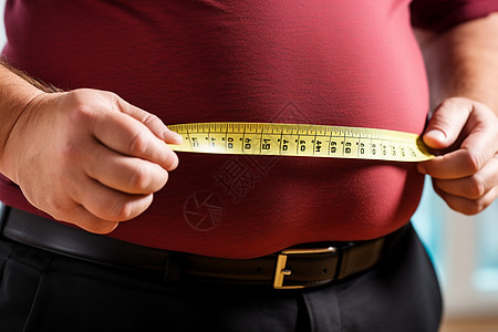 中年男人的肥胖腰围高清图片