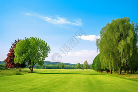 蓝天绿地郊外的田野背景