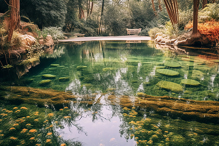 池塘的自然景观图片