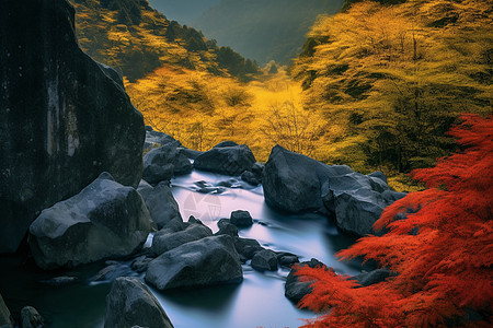 秋天光雾山红叶景观背景图片