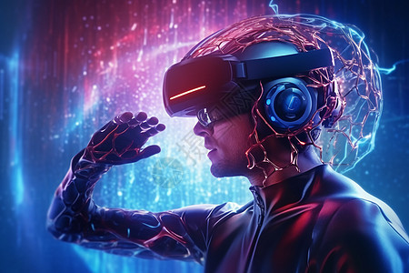 体验VR技术的男人图片