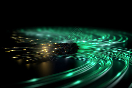 绿色发光的光纤束图片