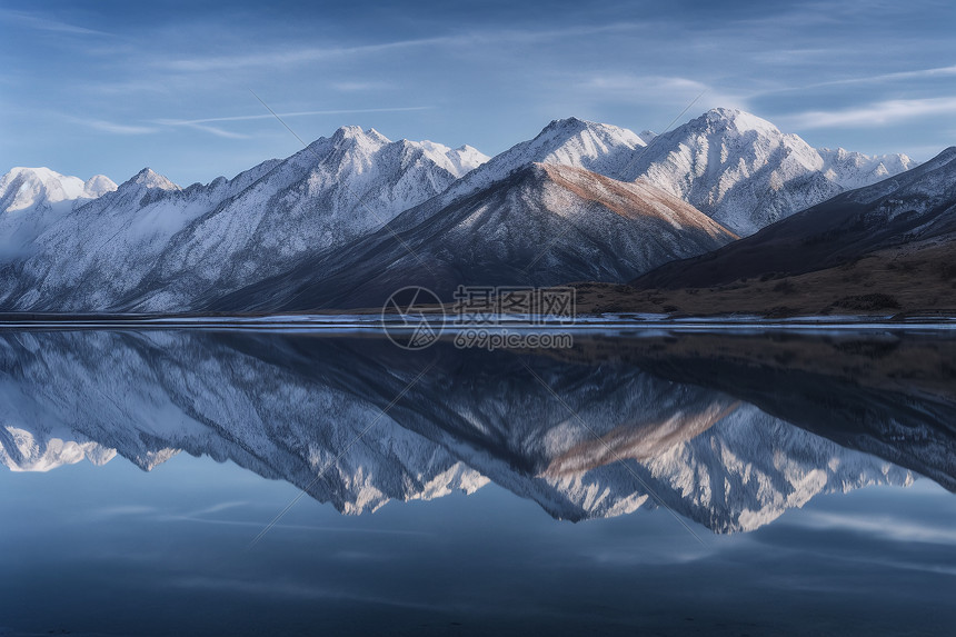 雪山倒影图片