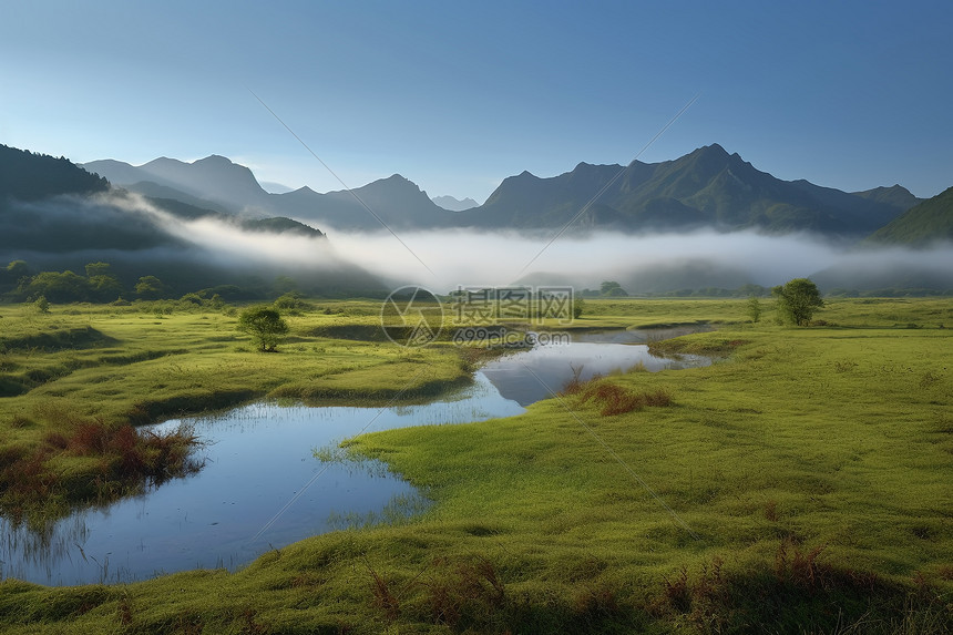 风景秀丽的高山湿地图片