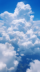 飘着白云的蓝天背景图片