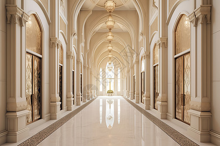 欧式拱门走廊图片