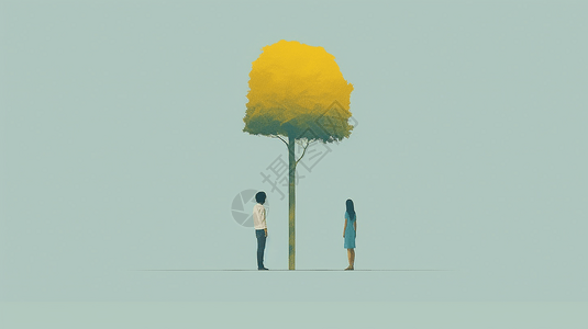 一棵树和人物背景图片
