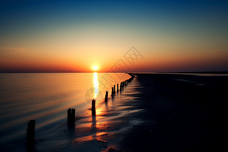 日落海边的风景图片